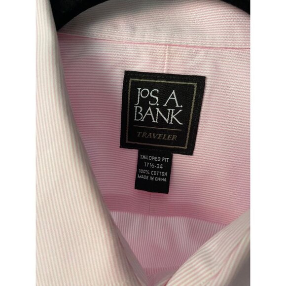 Jos. A. Bank Pink Stripe Traveler Button Down Traditional Spread Collar Size XL - Picture 2 of 6